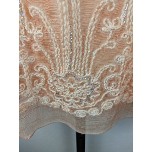 Soft Surroundings Peach Silk Embellished Sleeveless Tank Top - Picture 6 of 8